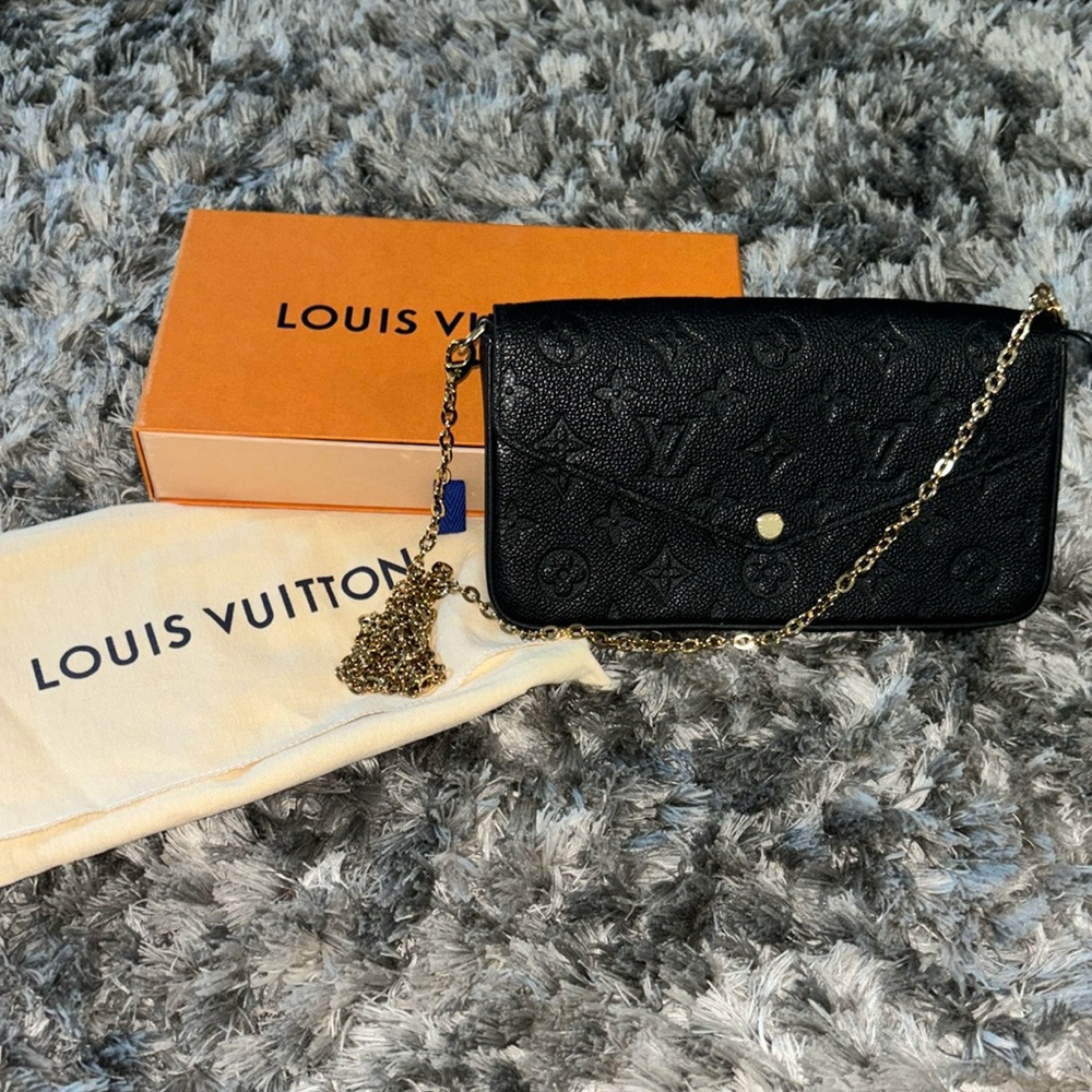 Louis Vuitton Félicie Pochette black Monogram Empreinte Leather cross bag